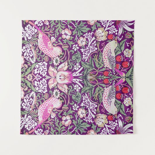 Paars William Morris Strawberry Thief Wandkleed (Voorkant (horizontaal))