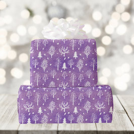 Paars winterpatroon cadeaupapier