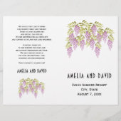 Paars wisteria floral folded bruiloft programme (Voorkant)