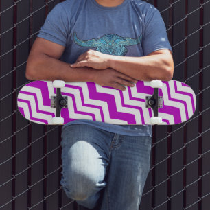 Paars Wit Chevron Zigzag Patroon Ontwerp Skateboard