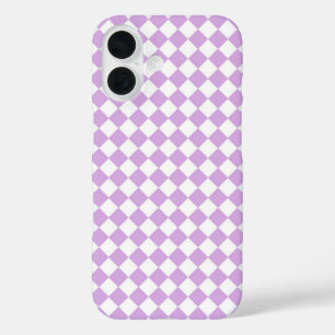 Paars Wit Geruit Diamant Patroon iPhone 16 Hoesje