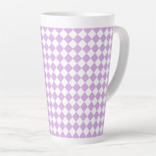Paars Wit Geruit Diamant Patroon Latte Mok
