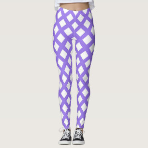Paars Wit Geruit Diamant Patroon Leggings