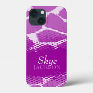 Paars wit grafisch dierpatroon iPhone 13 mini hoesje