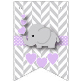 Paars, wit grijs olifant Baby shower Vlaggetjes (Tweede vlag)