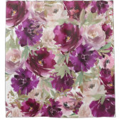 Paars-wit-groen botanisch schotelgordijn douchegordijn (Voorkant)