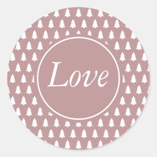 Paars Wit Kerstboompatroon Liefde Ronde Sticker (Voorkant)