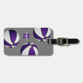 paars wit team kleuren basketbaltas bagagelabel (Voorkant horizontaal)