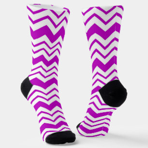 Paars Witte Chevron Zigzag Patroon Ontwerp Sokken