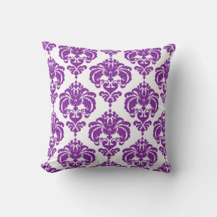 Paars & Witte Damast Moderne Elegante Patroon Kussen