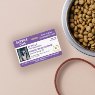 Paars Witte Diensthond Logo & Foto ID Badge