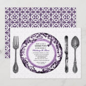 Paars-witte fijne diner kaart (Voorkant / Achterkant)