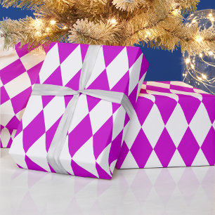 Paars Witte Harlekijn Diamanten Dambord Patroon  Cadeaupapier