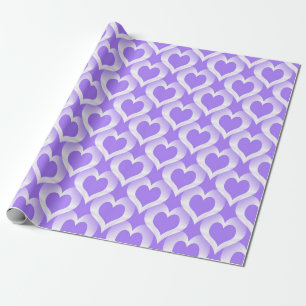 Paars Witte Harten Patroon Cadeaupapier