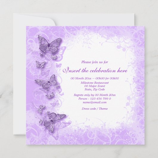 Paars witte huwelijksverjaardag verjaardag kaart (Achterkant)