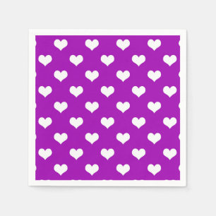 Paars Witte Liefdeshart Patroon Ontwerp  Servet