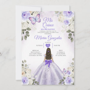 Paars & Witte Mis Quince 15 Jaar Zilveren Kroon Kaart