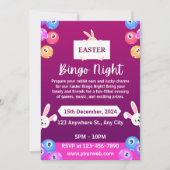 Paars-Witte Moderne Uitnodiging voor Pasen Bingo A (Voorkant)