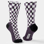 Paars-witte racing geruite sokken (Gebogen)