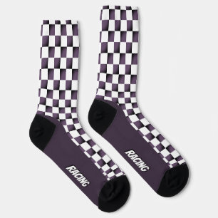 Paars-witte racing geruite sokken