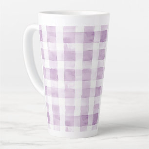 Paars Witte Ruiten Strepen Latte Mok