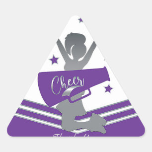 Paars & Witte Sterren Cheer Cheerleading Feest Driehoek Sticker