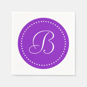 Paars/Witte Stip Monogram Servetten