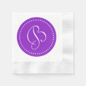 Paars/Witte Stip Monogram Servetten (Voorkant)