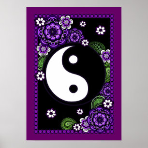Paars Yin Yang Poster