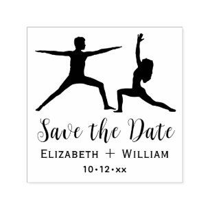Paar's Yoga Poses Bruid bruidegom Save the Date Zelfinktende Stempel