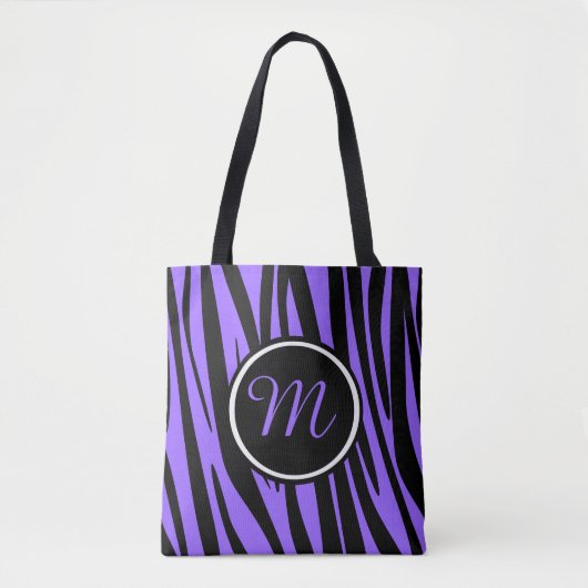  Paars Zebra - Aangepast monogram Tote Bag (Voorkant)