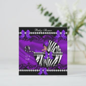 Paars Zebra van het Afrikaanse Baby shower Kaart (Staand voorkant)