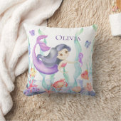 Paars Zeemeermin Waterverf oceaanvis Kussen (Deken)