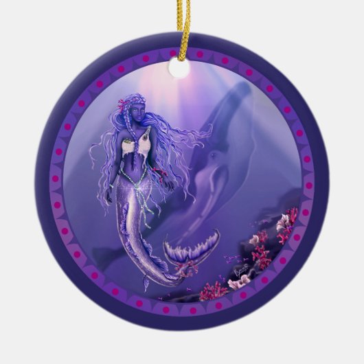 Paars zeemeerminnend keramisch ornament (Voorkant)