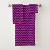 Paars Zig Zag Glitter Bad Handdoek (Insitu)
