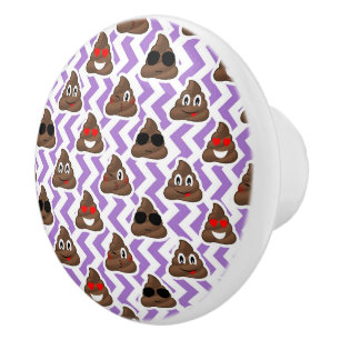 Paars Zig Zagged Poop Emoji Pattern Keramische Knop