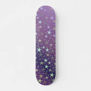 paars+zilver, glanzend, helder, ster, kleur, decor skateboard