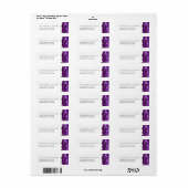 Paars Zilveren Agaten Huwelijks Retouradres Etiket (Full Sheet)