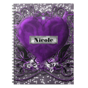 Paars & Zilveren Glitter Hart Gothic Glam Notitieboek