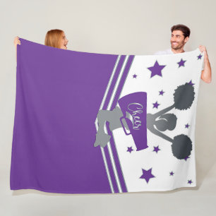 Paars & Zilveren Sterren Cheer Cheerleading Meisje Fleece Deken