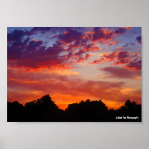 Paars Zonsondergang Landschap Poster