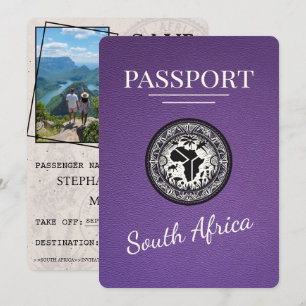 Paars Zuid-Afrika paspoort Save The Date