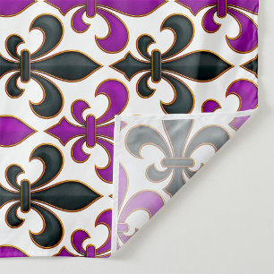 Paars Zwart Barok Fleur-de-lis Patroon Ontwerp Wandkleed