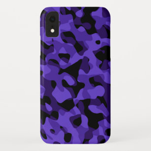 Paars zwart Camouflage-patroon afdrukken iPhone XR Hoesje