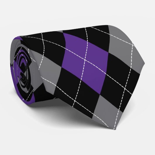 Paars, zwart en grijs Stropdas van het Patroon van (Opgerold)