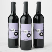 Paars, zwart en wit 1950s thema ingecheckt wijn etiket (Flessen)