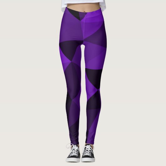 Paars zwart geometrisch gaas patroon leggings (Voorkant)