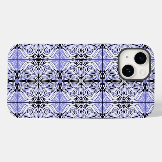 Paars zwart wit Abstract herhaal patroon Case-Mate iPhone Case (Achterkant (horizontaal))