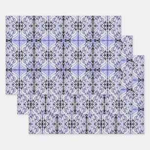Paars zwart-wit, Abstract, herhaal patroon Inpakpapier Vel