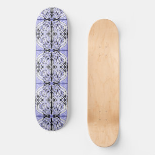 Paars zwart-wit, Abstract, herhaal patroon Skateboard